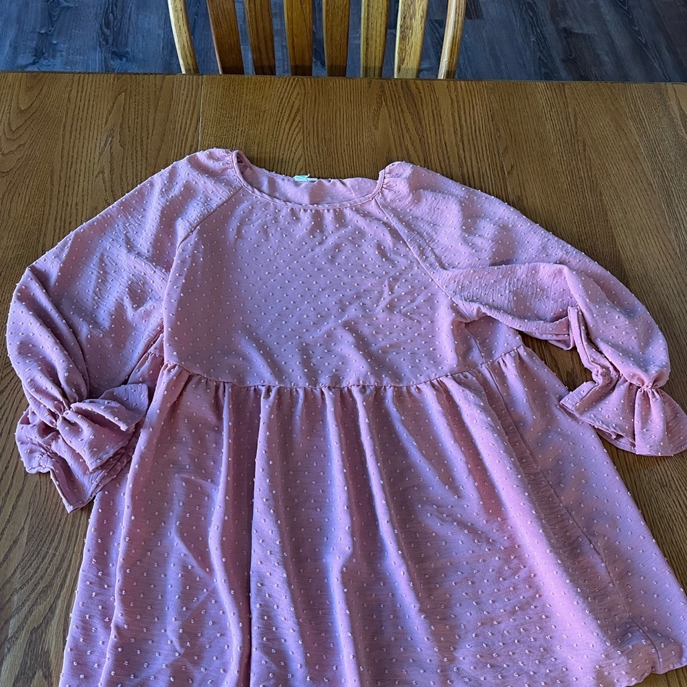 Pink Polka Dot Long Sleeve Maternity Blouse